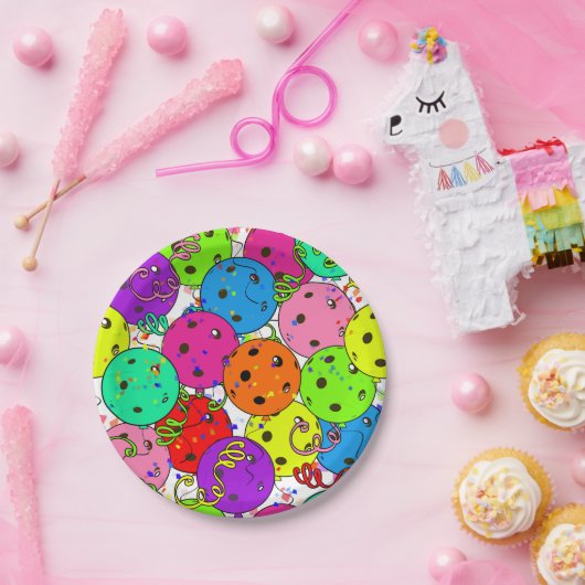 Pickleball Party Confetti- en Pickleball-ballonnen Papieren Bordje (Feest)