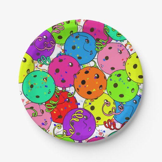 Pickleball Party Confetti- en Pickleball-ballonnen Papieren Bordje (Voorkant)