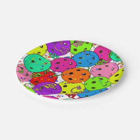 Pickleball Party Confetti- en Pickleball-ballonnen Papieren Bordje (Gekanteld)