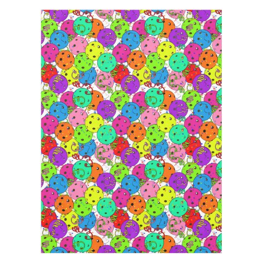 Pickleball Party Confetti- en Pickleball-ballonnen Tafelkleed (Voorkant)