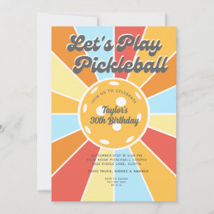 Pickleball Party Cool Retro Sunburst Stripes Kaart