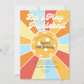 Pickleball Party Cool Retro Sunburst Stripes Kaart (Voorkant)