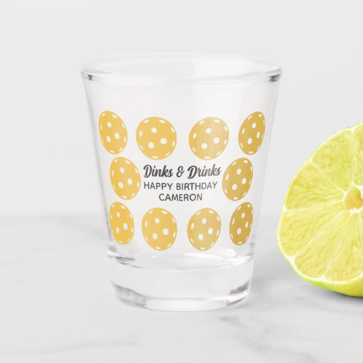 Pickleball Party Drankjes & Drinken Gepersonalisee Shot Glas (Voorkant)