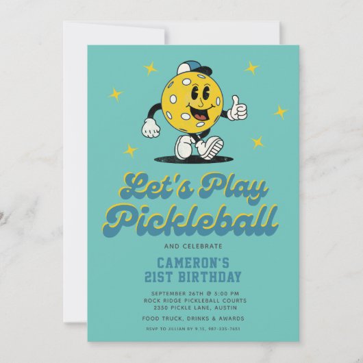 Pickleball Party Funny Pickleball Cartoon Mascotte Kaart (Voorkant)