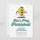 Pickleball Party Funny Pickleball Cartoon Mascotte Kaart (Voorkant)