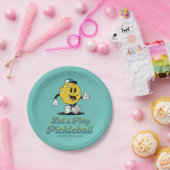 Pickleball Party Funny Pickleball Cartoon Mascotte Papieren Bordje (Feest)