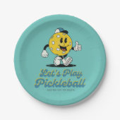 Pickleball Party Funny Pickleball Cartoon Mascotte Papieren Bordje (Voorkant)