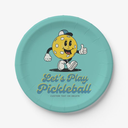 Pickleball Party Funny Pickleball Cartoon Mascotte Papieren Bordje (Voorkant)