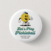 Pickleball Party Funny Pickleball Cartoon Mascotte Ronde Button 3,2 Cm (Voorkant)