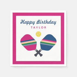Pickleball Party - Gepersonaliseerde naam Roze Nap Servet