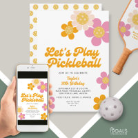 Pickleball Party Groovy Retro Roze Sinaasappel