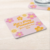 Pickleball Party Groovy Retro Roze Sinaasappel Kartonnen Onderzetters (Schuin)