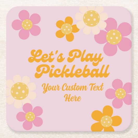 Pickleball Party Groovy Retro Roze Sinaasappel Kartonnen Onderzetters (Voorkant)