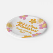 Pickleball Party Groovy Retro Roze Sinaasappel Papieren Bordje (Gekanteld)