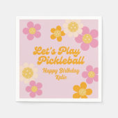 Pickleball Party Groovy Retro Roze Sinaasappel Servet (Voorkant)
