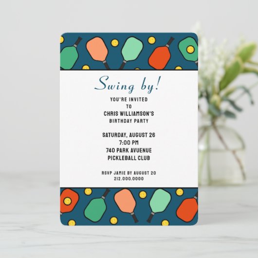 Pickleball Party Kaart (Staand voorkant)