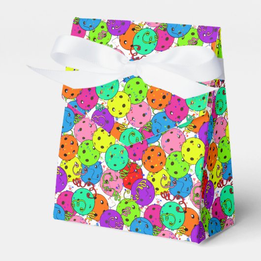 Pickleball Party Kleurrijke Ballonnen Bedankdoosjes (Voorkant Zijde)