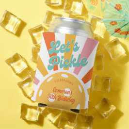 Pickleball Party Kleurrijke Retro Sun burst Custom Blikjeskoeler