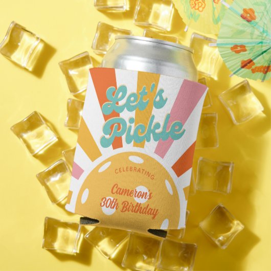 Pickleball Party Kleurrijke Retro Sun burst Custom Blikjeskoeler (Insitu Zomer)