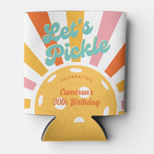 Pickleball Party Kleurrijke Retro Sun burst Custom Blikjeskoeler (Voorkant)
