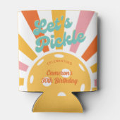 Pickleball Party Kleurrijke Retro Sun burst Custom Blikjeskoeler (Achterkant)