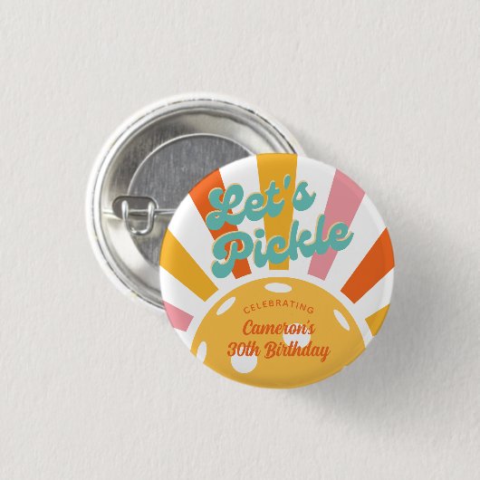 Pickleball Party Kleurrijke Retro Sun burst Custom Ronde Button 3,2 Cm (Voorkant /achterkant)
