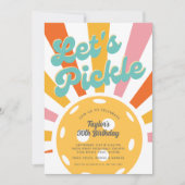 Pickleball Party Kleurrijke Retro Sun burst Stripe Kaart (Voorkant)