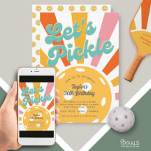 Pickleball Party Kleurrijke Retro Sun burst Stripe