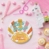 Pickleball Party Kleurrijke Retro Sun burst Stripe Papieren Bordje (Feest)