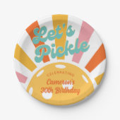 Pickleball Party Kleurrijke Retro Sun burst Stripe Papieren Bordje (Voorkant)