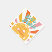 Pickleball Party Kleurrijke Retro Sun burst Stripe Servet (Hoek)