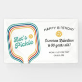 Pickleball Party Laten we pickle Retro Stripe Cust Spandoek (Horizontaal)