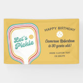 Pickleball Party Laten we pickle Retro Stripe Cust Spandoek (Horizontaal)