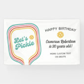 Pickleball Party Laten we pickle Retro Stripe Cust Spandoek (Horizontaal)