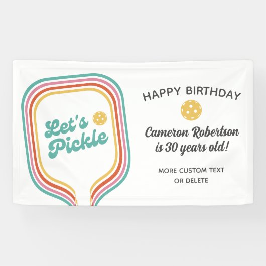 Pickleball Party Laten we pickle Retro Stripe Cust Spandoek (Horizontaal)