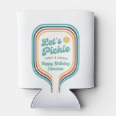 Pickleball Party Laten we Retro Rainbow Stripe bei Blikjeskoeler (Achterkant)