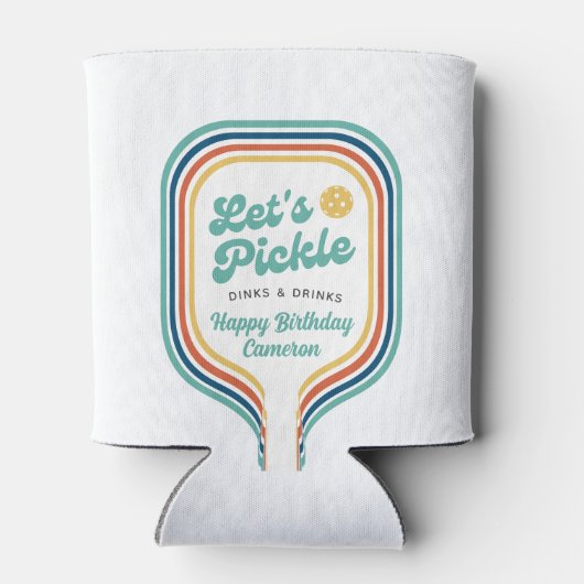 Pickleball Party Laten we Retro Rainbow Stripe bei Blikjeskoeler (Achterkant)