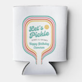 Pickleball Party Laten we Retro Rainbow Stripe bei Blikjeskoeler (Voorkant)