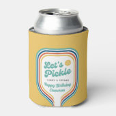 Pickleball Party Laten we Retro Rainbow Stripe bei Blikjeskoeler (Blikje Voorkant)