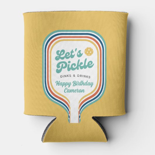 Pickleball Party Laten we Retro Rainbow Stripe bei Blikjeskoeler (Voorkant)