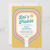 Pickleball Party Laten we Retro Rainbow Stripe bei Kaart (Voorkant)