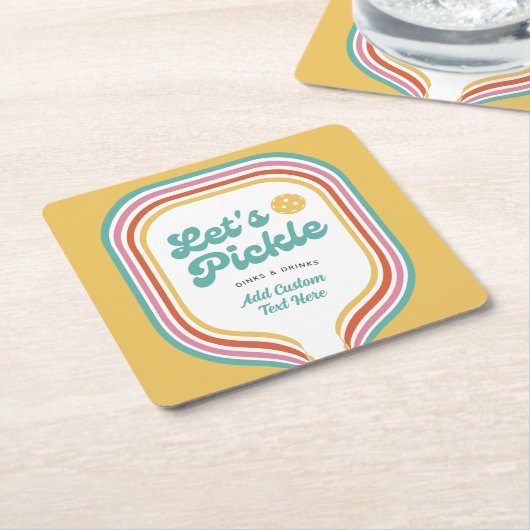 Pickleball Party Laten we Retro Rainbow Stripe bei Kartonnen Onderzetters (Schuin)