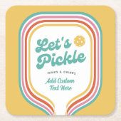 Pickleball Party Laten we Retro Rainbow Stripe bei Kartonnen Onderzetters (Voorkant)