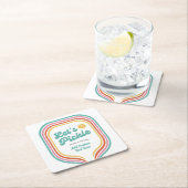 Pickleball Party Laten we Retro Rainbow Stripe bei Kartonnen Onderzetters (Insitu)