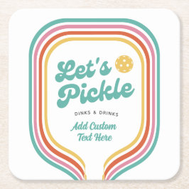 Pickleball Party Laten we Retro Rainbow Stripe bei Kartonnen Onderzetters