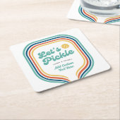 Pickleball Party Laten we Retro Rainbow Stripe bei Kartonnen Onderzetters (Schuin)