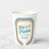 Pickleball Party Laten we Retro Rainbow Stripe bei Papieren Bekers (Achterkant)