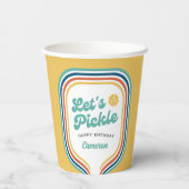 Pickleball Party Laten we Retro Rainbow Stripe bei Papieren Bekers (Achterkant)