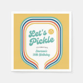 Pickleball Party Laten we Retro Rainbow Stripe bei Servet (Voorkant)