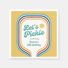 Pickleball Party Laten we Retro Rainbow Stripe bei Servet